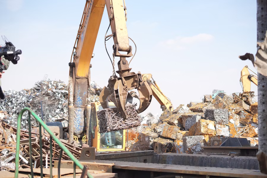 Metal scrap object in industrial yard
